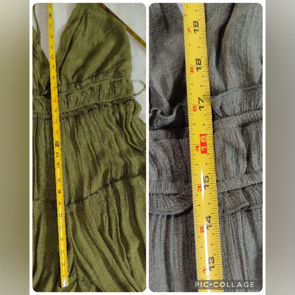 Fashion Nova Gianna Gauze Wide Leg Halter Jumpsuit Olive Green Size XL - Picture 15 of 16